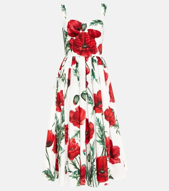 Floral cotton midi dress