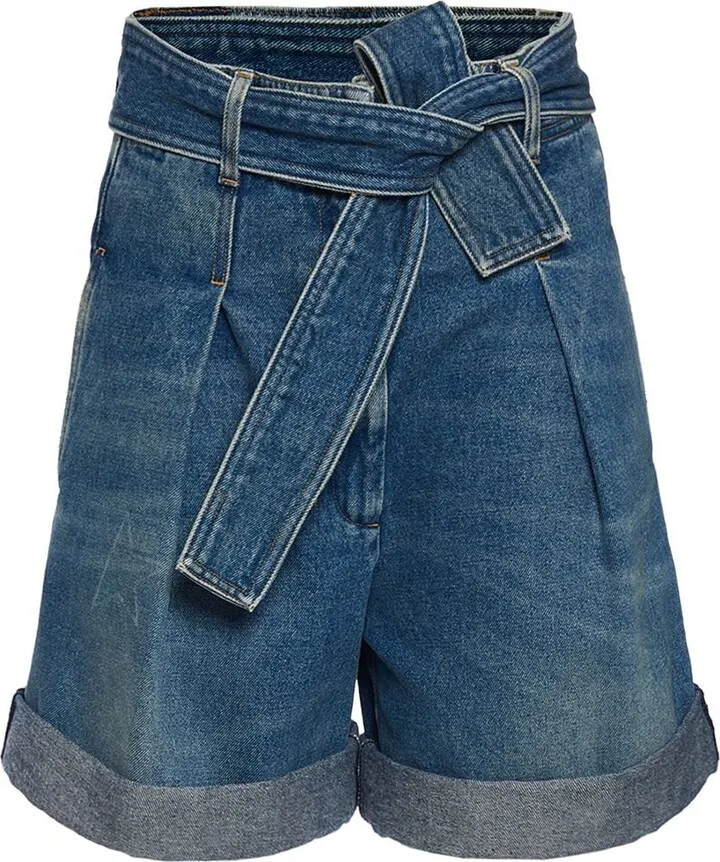 Golden denim shorts