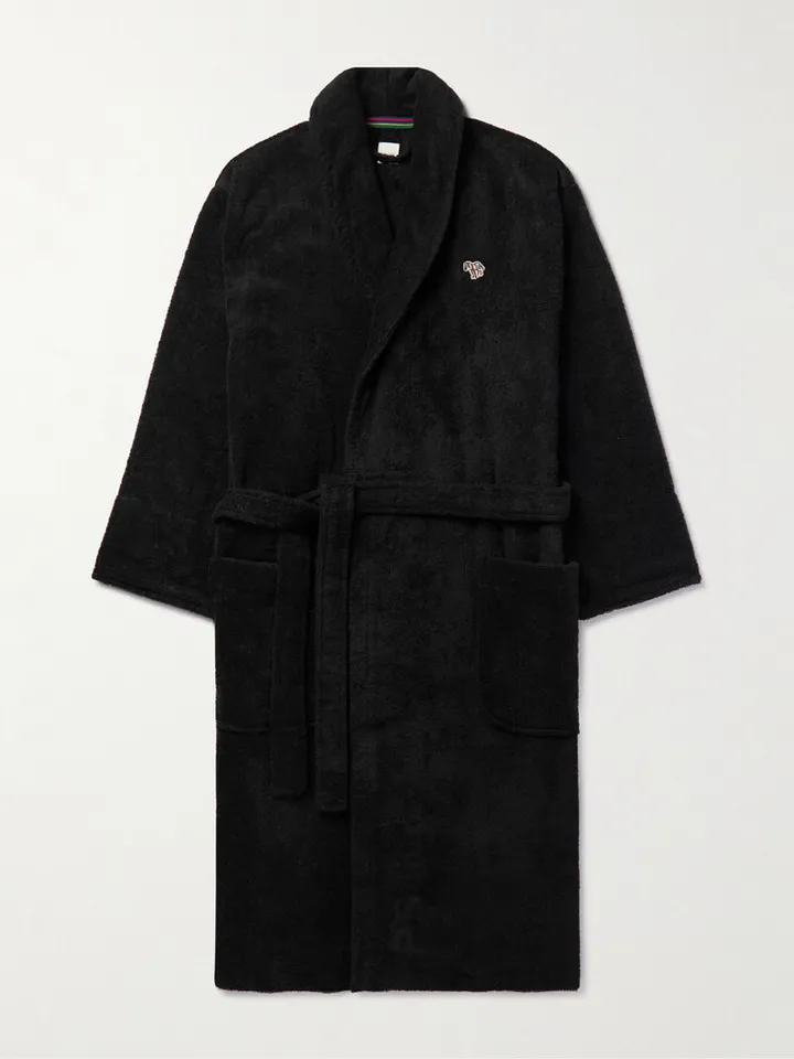 Embroidered Cotton-Terry Robe