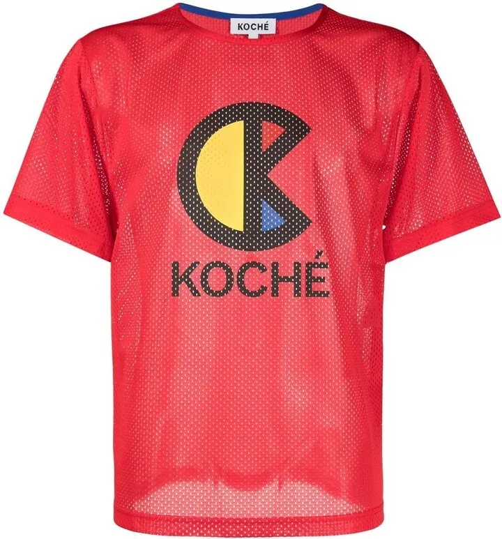 logo-print mesh T-shirt