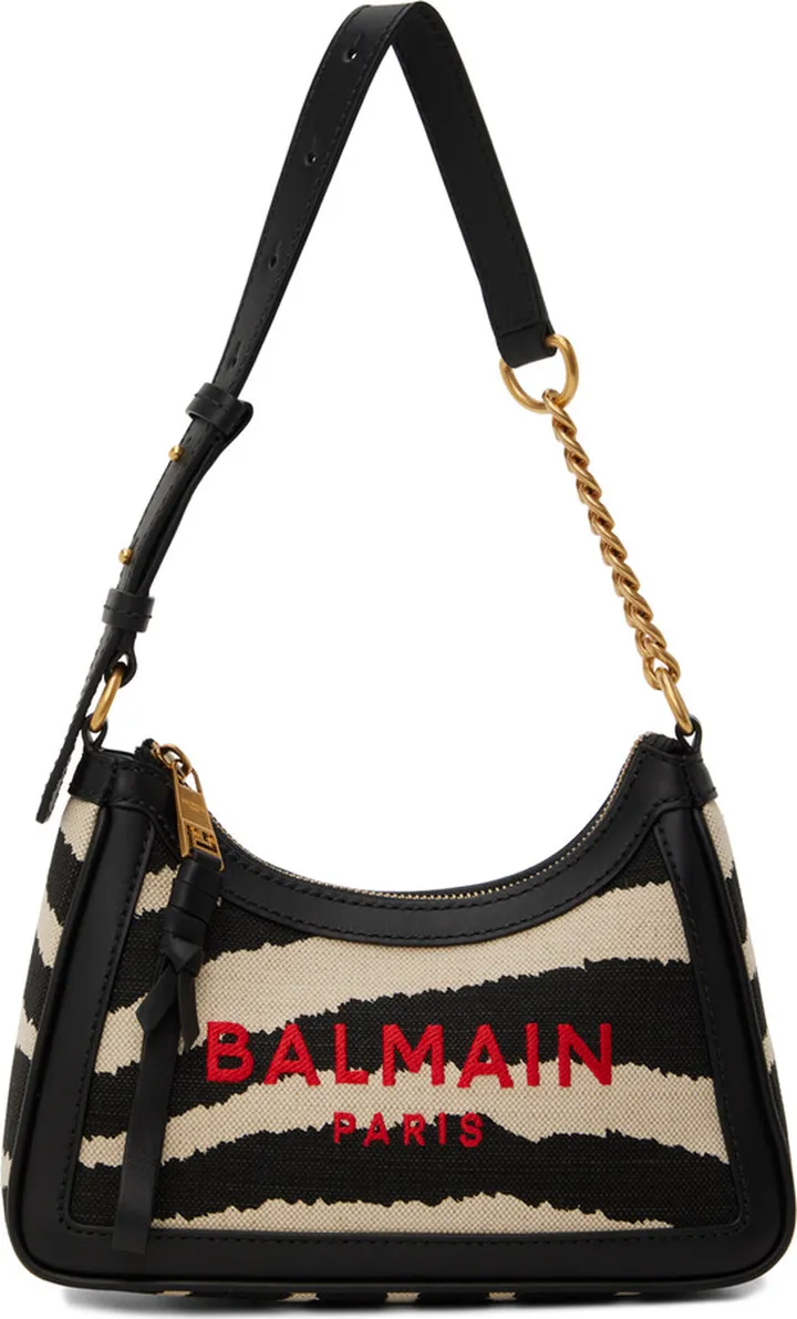 Balmain Black & Off-White B-Army Zebra Bag