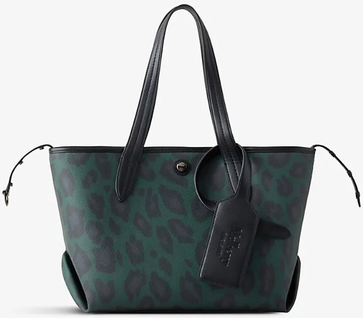 Womens Green - Black Harper Leopard-print Scotchgrain Tote bag