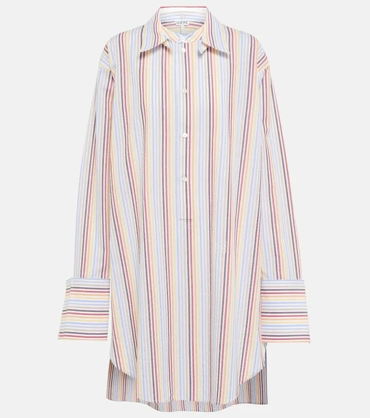 Striped seersucker shirt dress