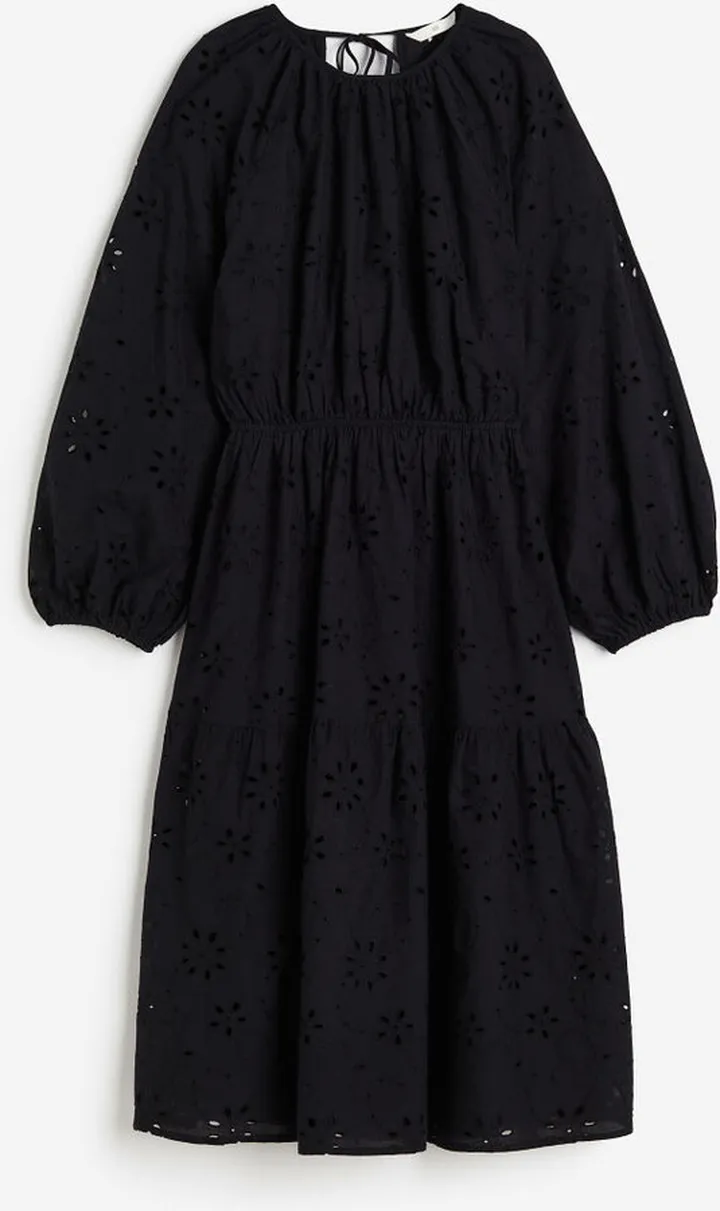 Eyelet embroidered Tie-detail Dress