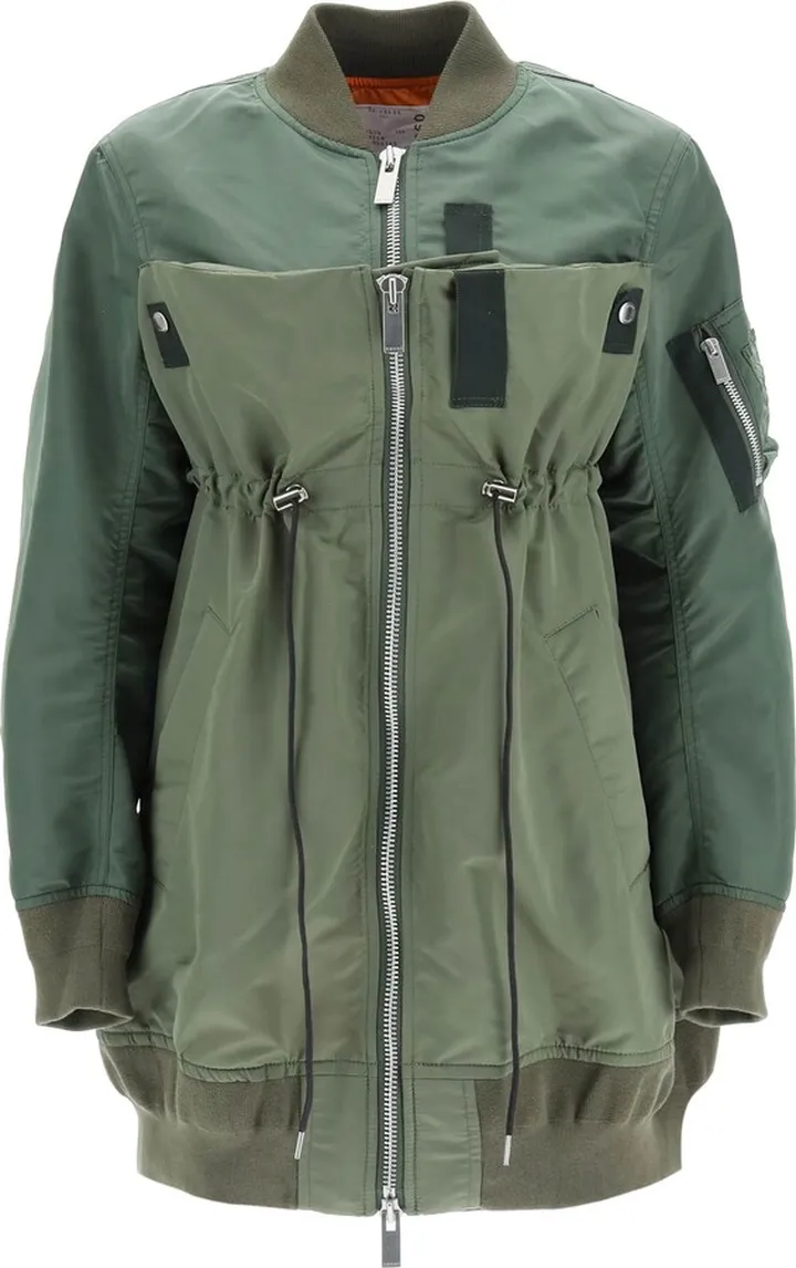 Long Nylon Bomber Jacket