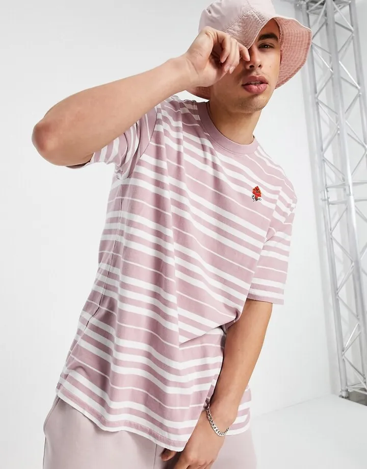 Levi's flower embroidery stay loose backyard stripe t-shirt in lilac