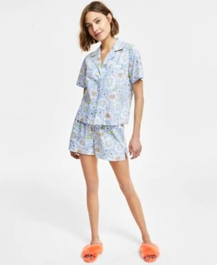 Jenni Womens Printed Pajamas Faux Fur Slippers Created For Macys