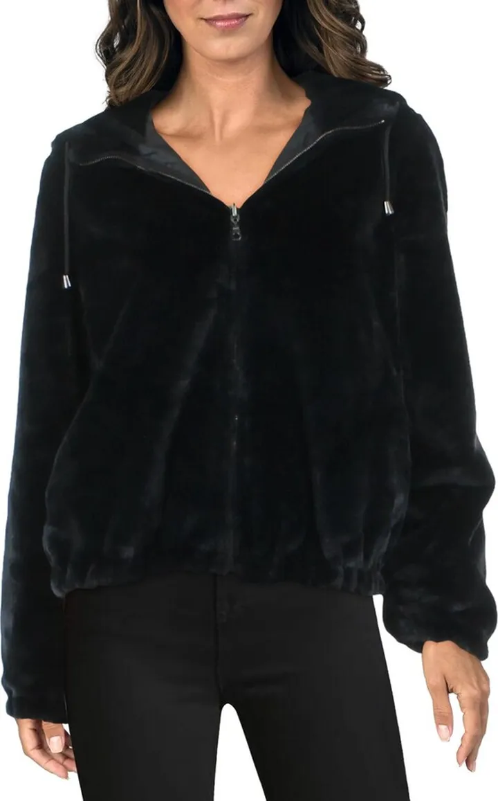 Womens Reversible Short Faux Fur Coat