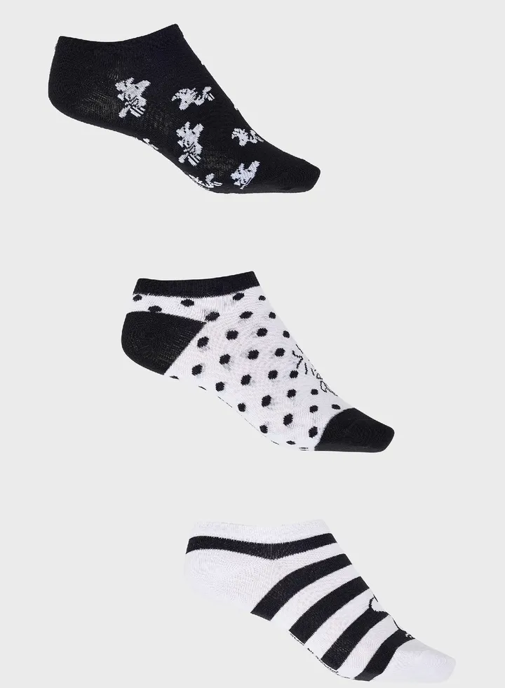 3 Pack Low Cut Printed Socks