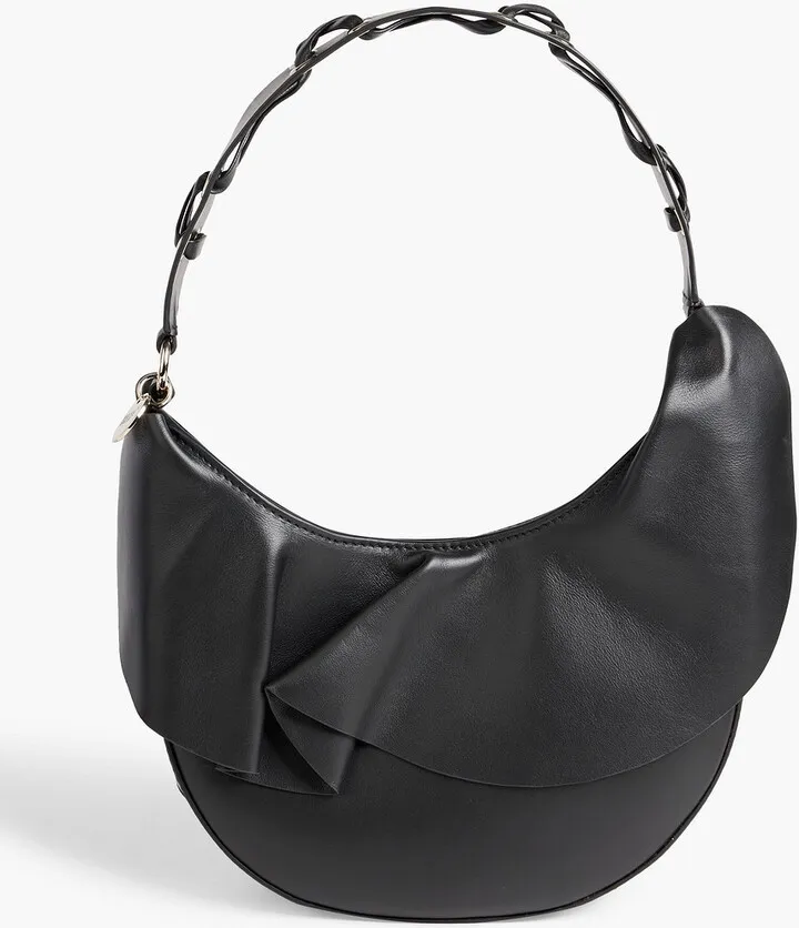 Ruffled leather shoulder bag