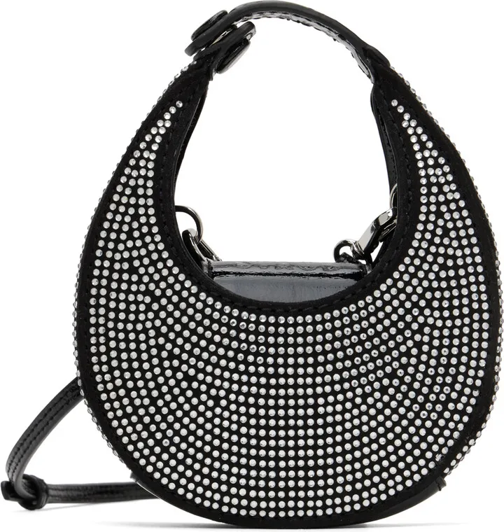 Staud Black Micro Moon Crystal Bag
