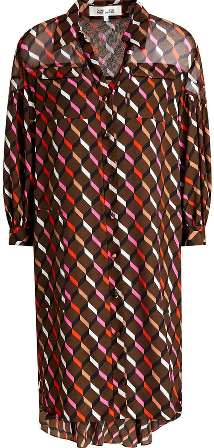 Paige printed georgette and crepe de chine mini shirt dress