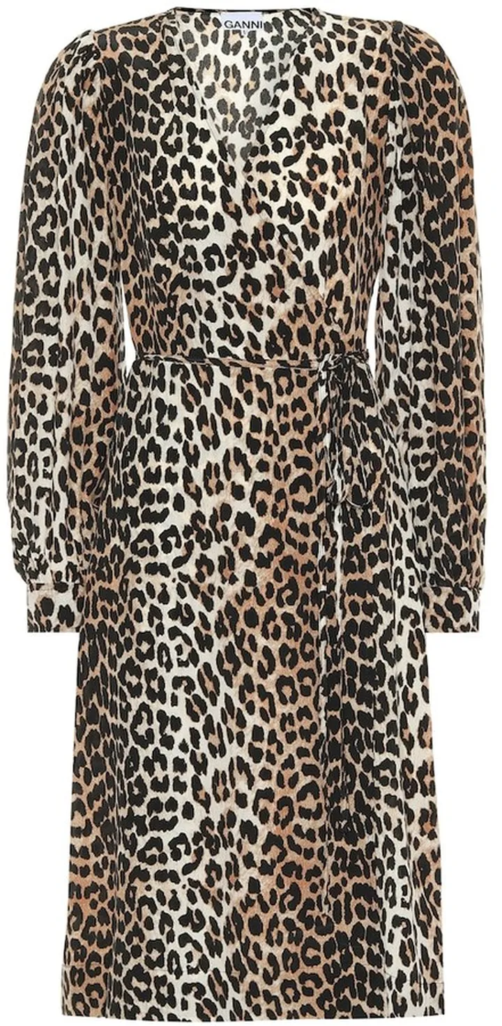 Leopard-printed silk-blend dress