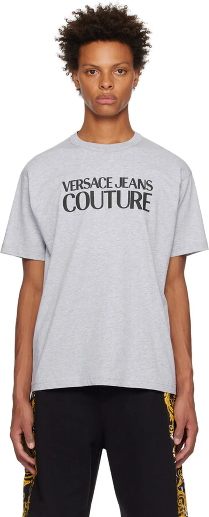 Versace Jeans Couture Gray & Black Bonded T-Shirt
