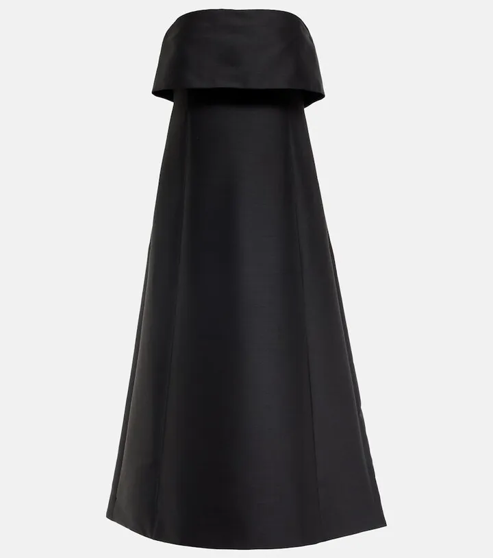 Strapless cotton and wool-blend midi dress