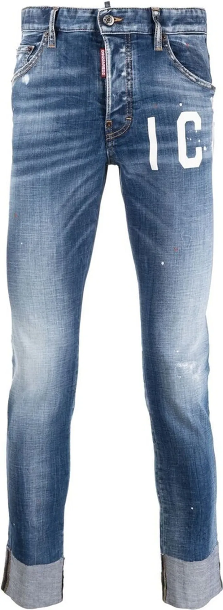 Distressed-Finish Denim Jeans