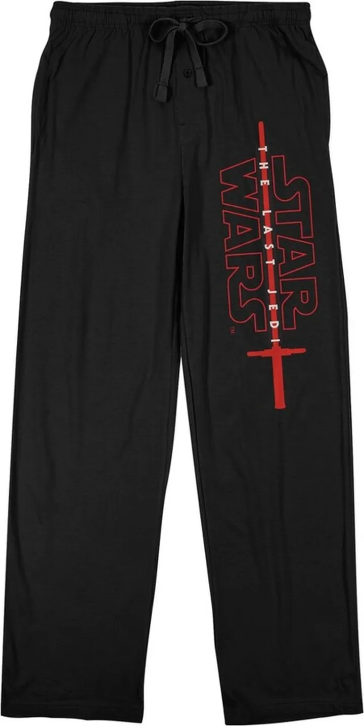 Star Wars The Last Jedi Lightsaber Logo Men’s Black Sleep Pajama Pants-XX-Large