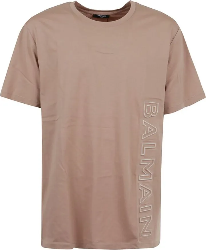 Balmain Logo Embossed Crewneck T-Shirt