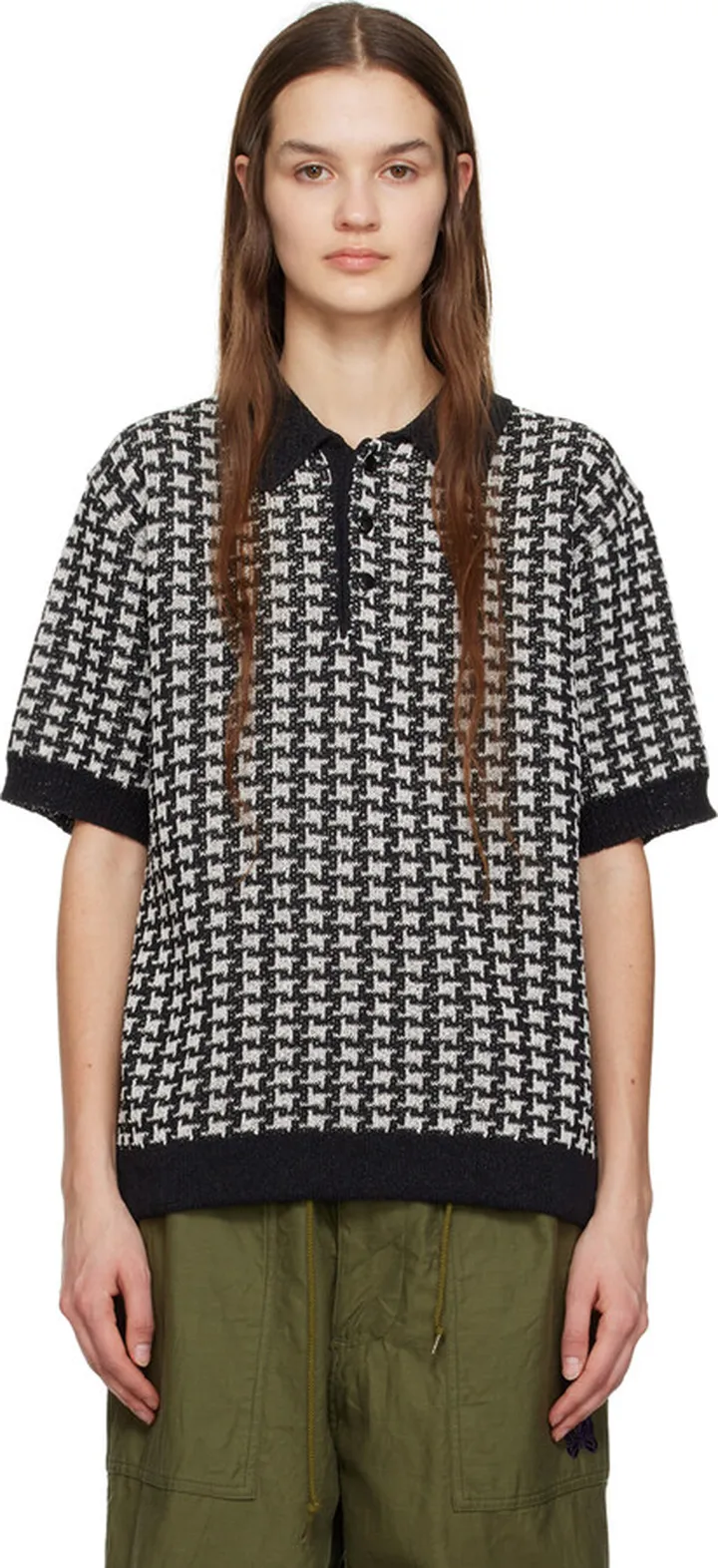NEEDLES Black Button-Up Polo