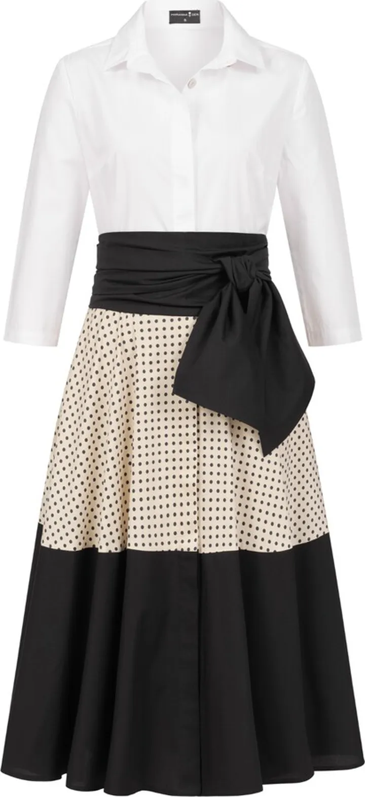 Marianna Déri - Dotted Colorblock Shirtdress With Tie Belt