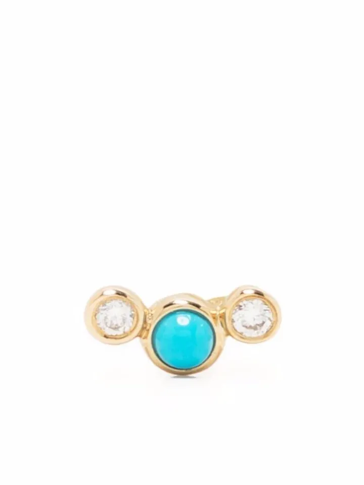 14kt yellow gold Crescent topaz and diamond stud earring