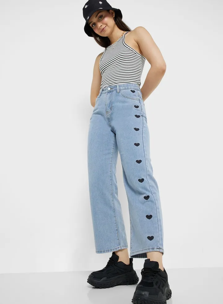 Boyfriend Fit Jeans With Print