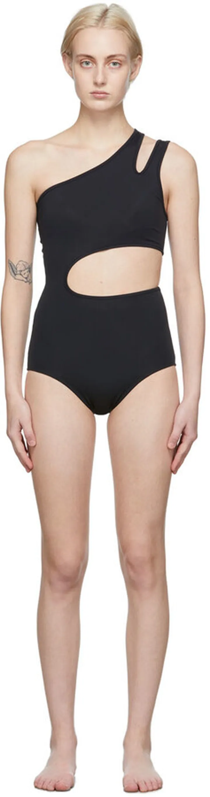 Pushbutton SSENSE Exclusive Black Cut-Out Bodysuit