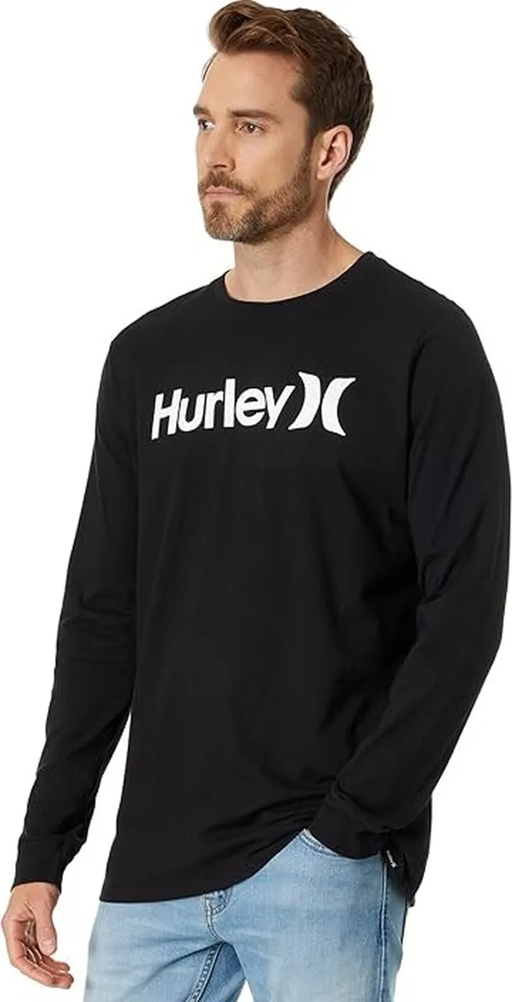 Hurley One Only Solid Long Sleeve Tee (Black) Men's Clothing