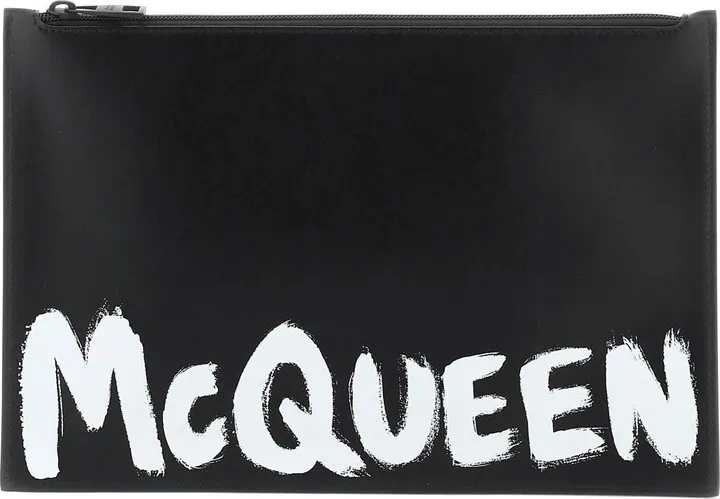 Alexander Mcqueen 'mcqueen Graffiti' Leather Flat Pouch
