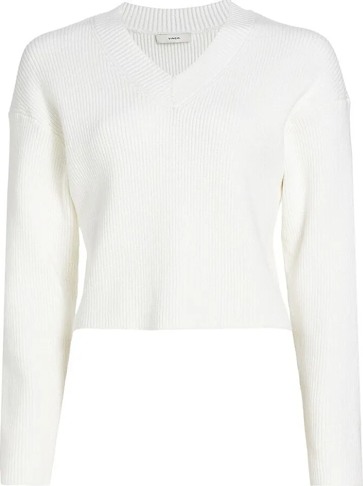 Drop-Shoulder V-Neck Sweater