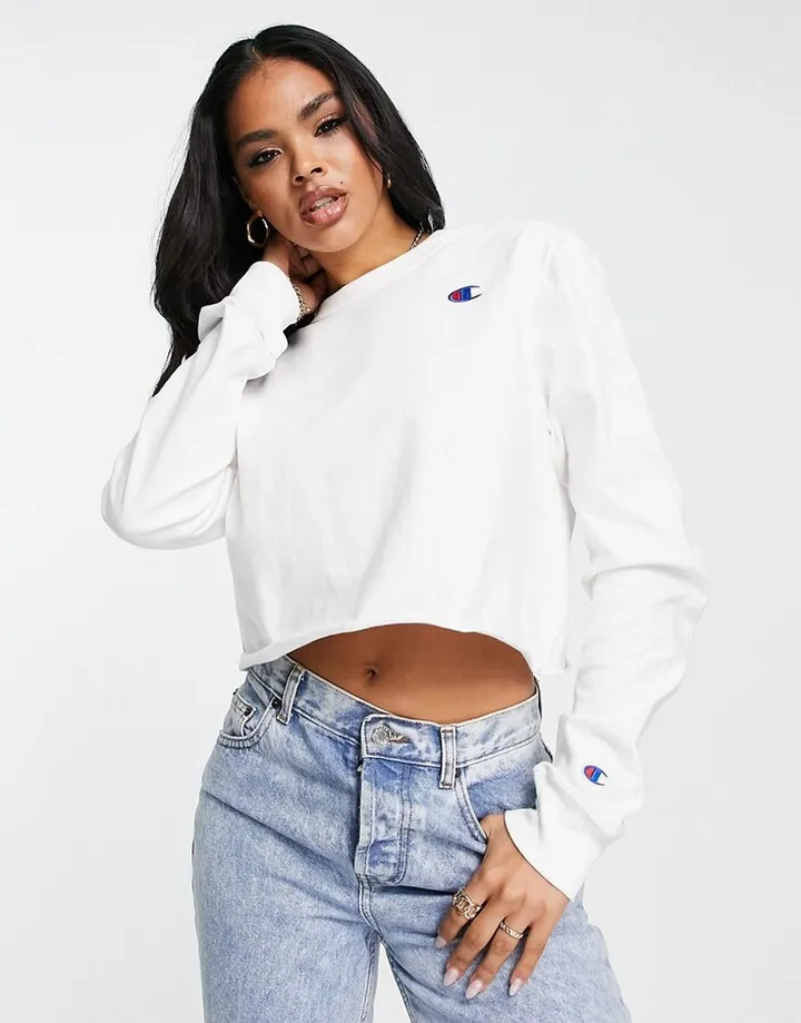 Champion cropped long sleeved T-shirt in white
