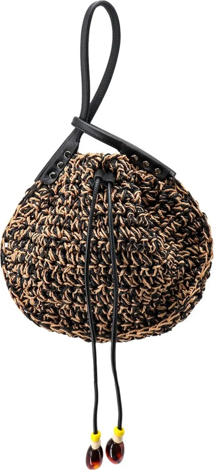 Rafia and leather handbag