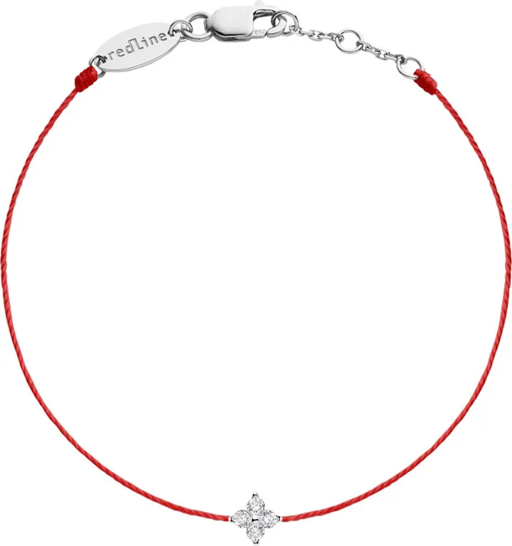 Shiny Red String Diamond White Gold Bracelet