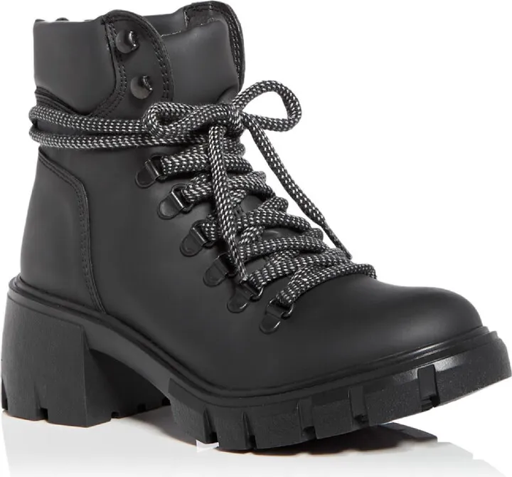 Reign Womens Faux Leather Ankle Combat & Lace-up Boots