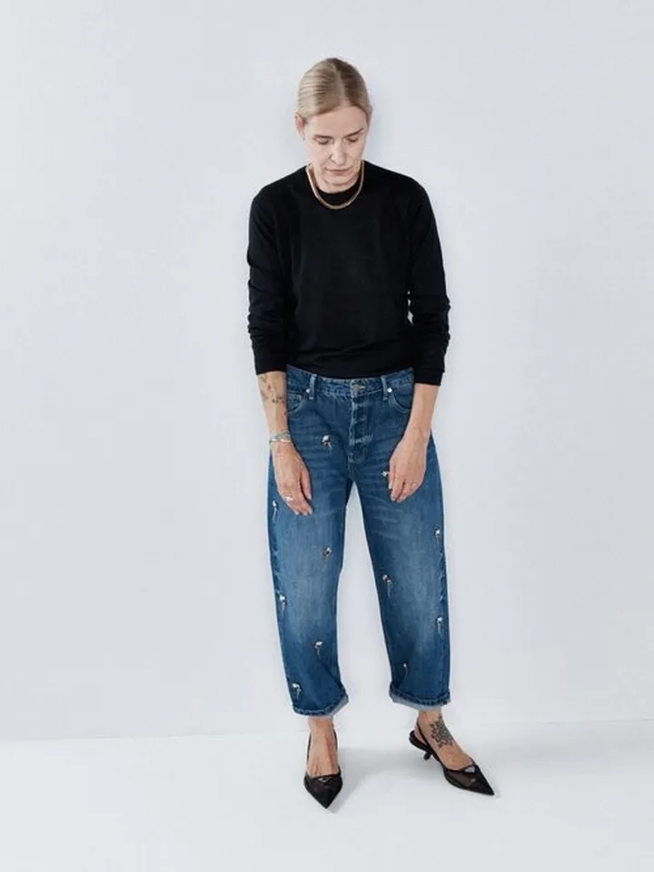 Embellished Dad Organic-cotton Boyfriend Jeans