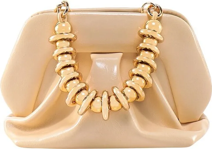 Themoirè Chain-Linked Shiny Shoulder Bag