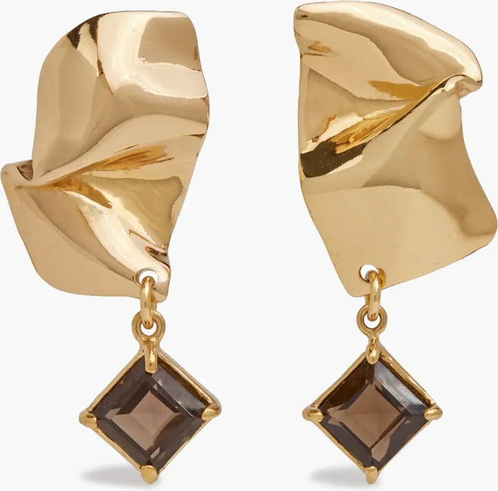 Gold-plated quartz earrings