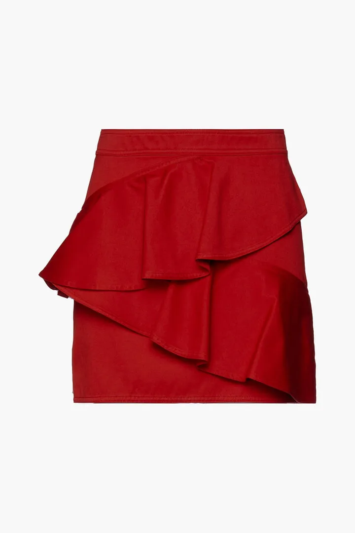 Ruffled cotton mini skirt