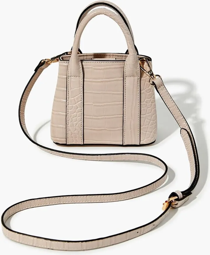 Faux Patent Croc Leather Handbag