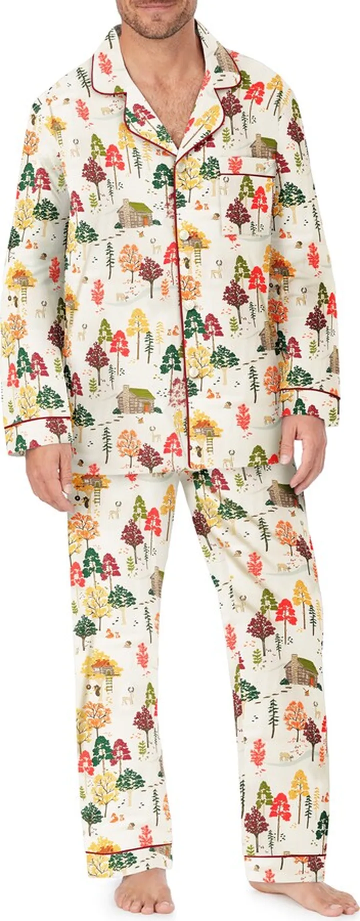 Print Stretch Organic Cotton Jersey Pajamas