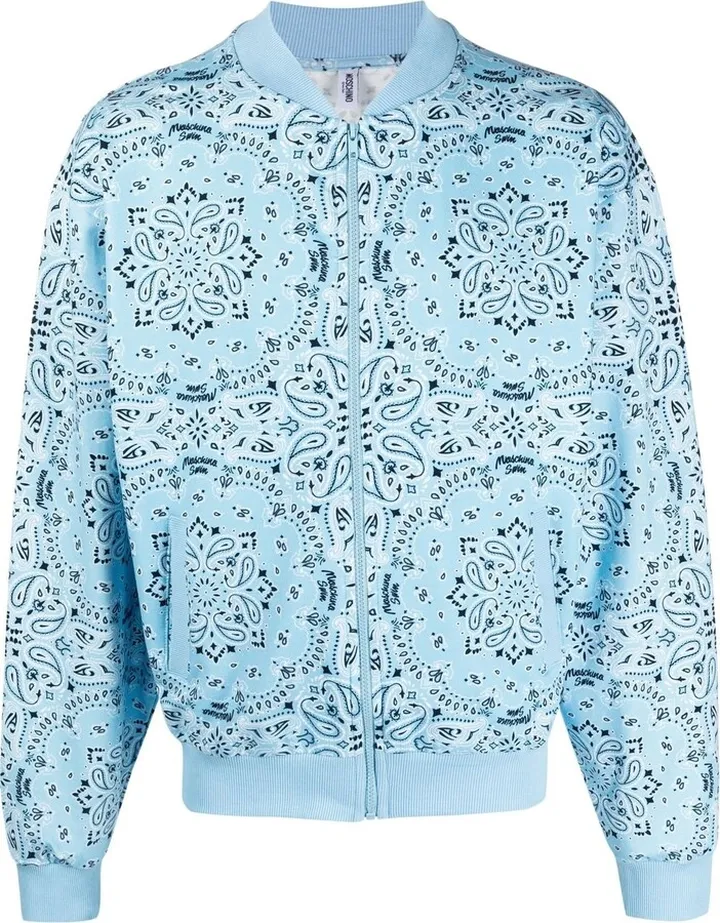 Bandana-Print Zip-Up Bomber Jacket