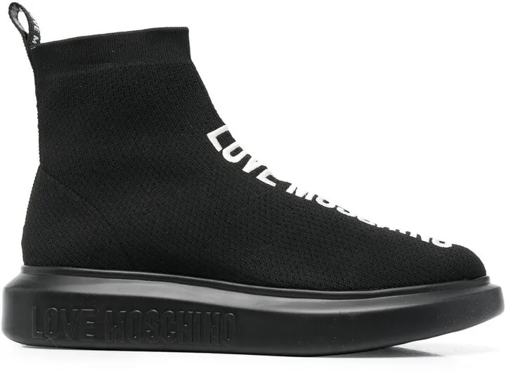 Embroidered-Logo High-Top Sneakers
