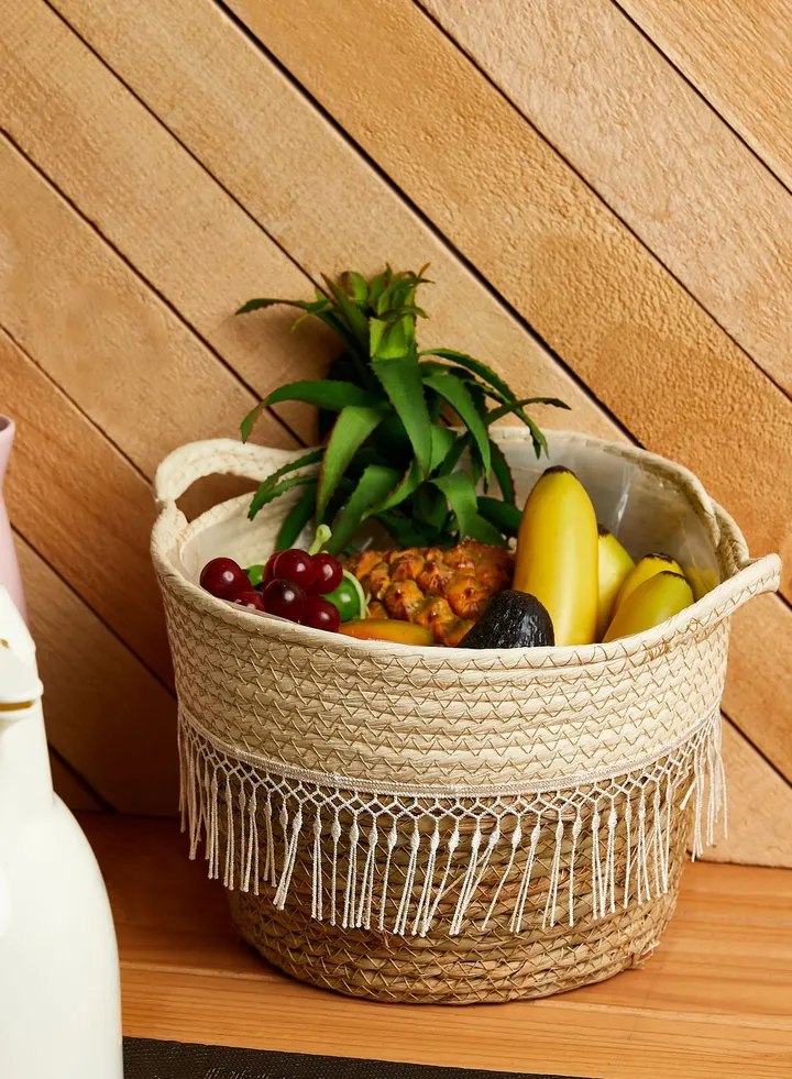 Storage Basket With Fringing