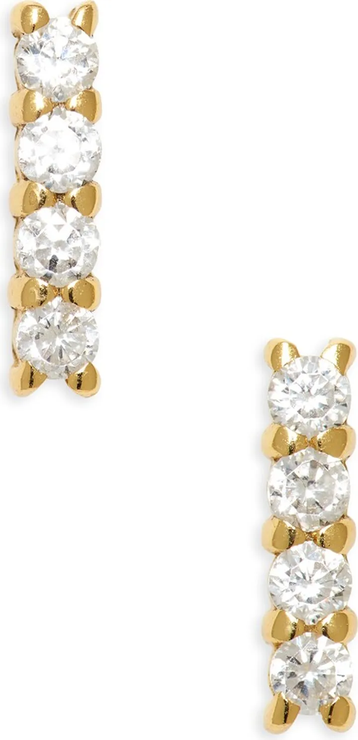 Teeny Pavé Bar Stud Earrings