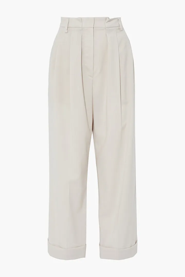 Cropped wool straight-leg pants