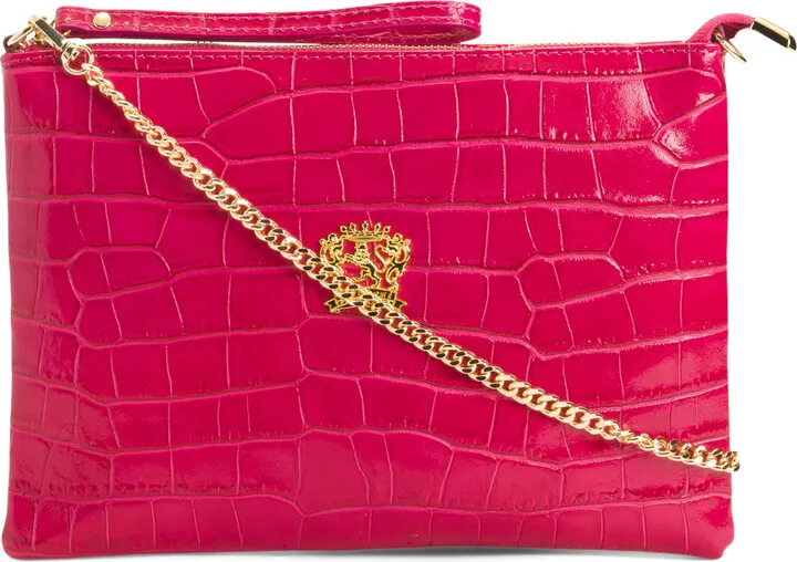 Made In Italy Leather Croc Crossbody