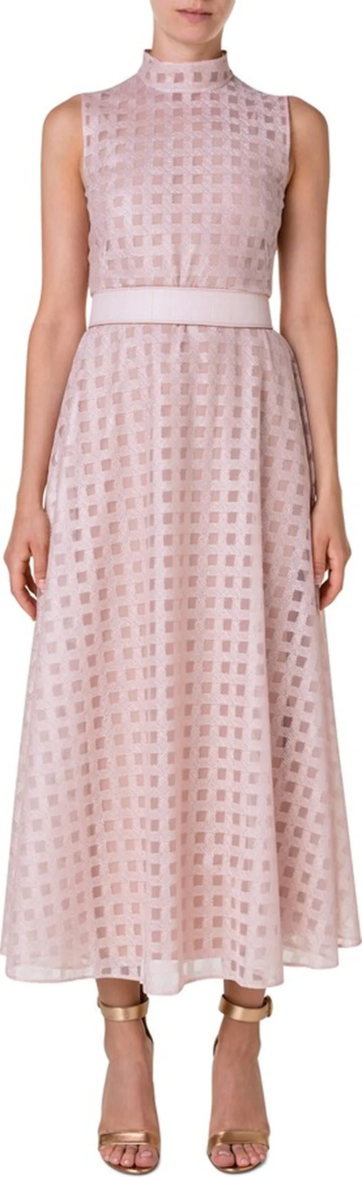 Square Embroidered Silk Tulle Dress