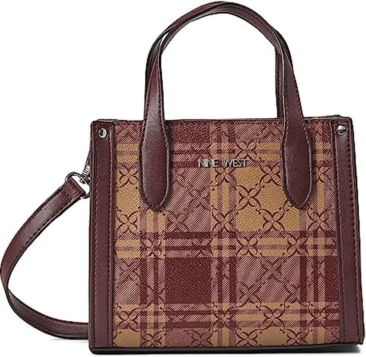 Nine West Candance Mini Tote Crossbody (Mocha Logo Multi) Handbags