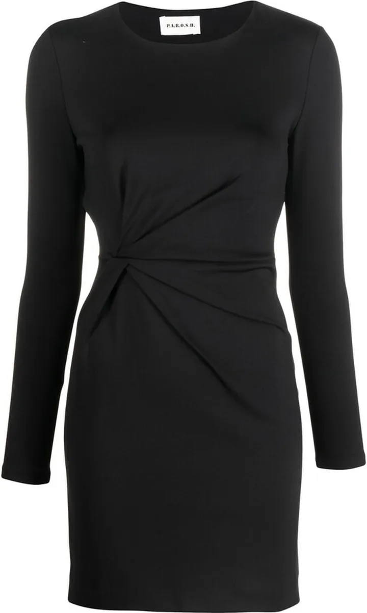 Ruched Long-Sleeve Mini Dress