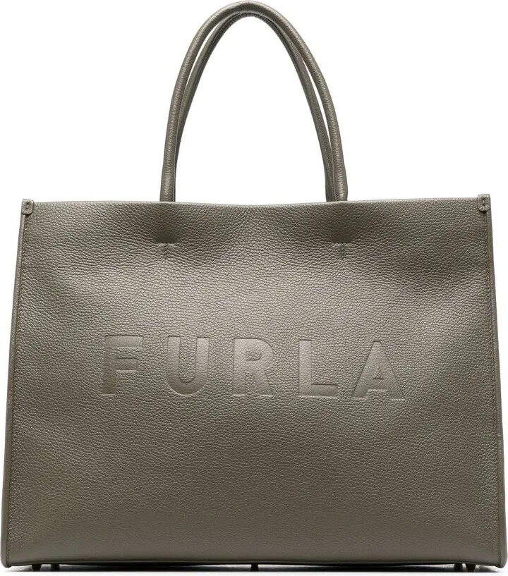 Logo-Embossed Leather Tote